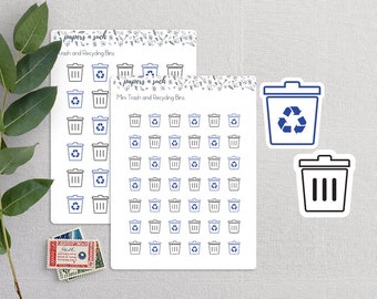 Trash and Recycling Icon Planner Stickers | Minimalist Planner Stickers | Functional Stickers