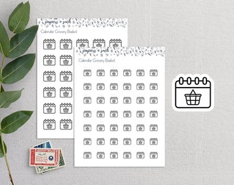 Grocery Icon Planner Stickers, Grocery Calendar Icon Stickers, Grocery Planner Stickers, Functional Stickers, Icon Sticker, Calendar Sticker