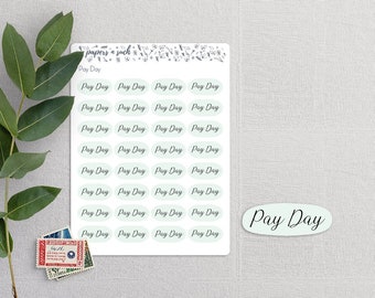 Oval Pay Day Planner Stickers, Script Planner Stickers, Minimalist Planner Stickers, Functional Stickers, Matte or Transparent Stickers