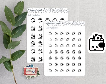 Cute Payday Icon Stickers | Cute Wallet Icon Planner Stickers | Minimalist Planner Stickers | Functional Stickers | Icon Stickers