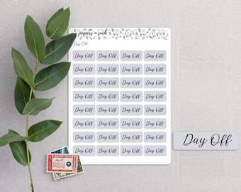 Rectangle Day off Planner Stickers, Script Planner Stickers, Minimalist Planner Stickers, Functional Stickers, Matte or Transparent Stickers