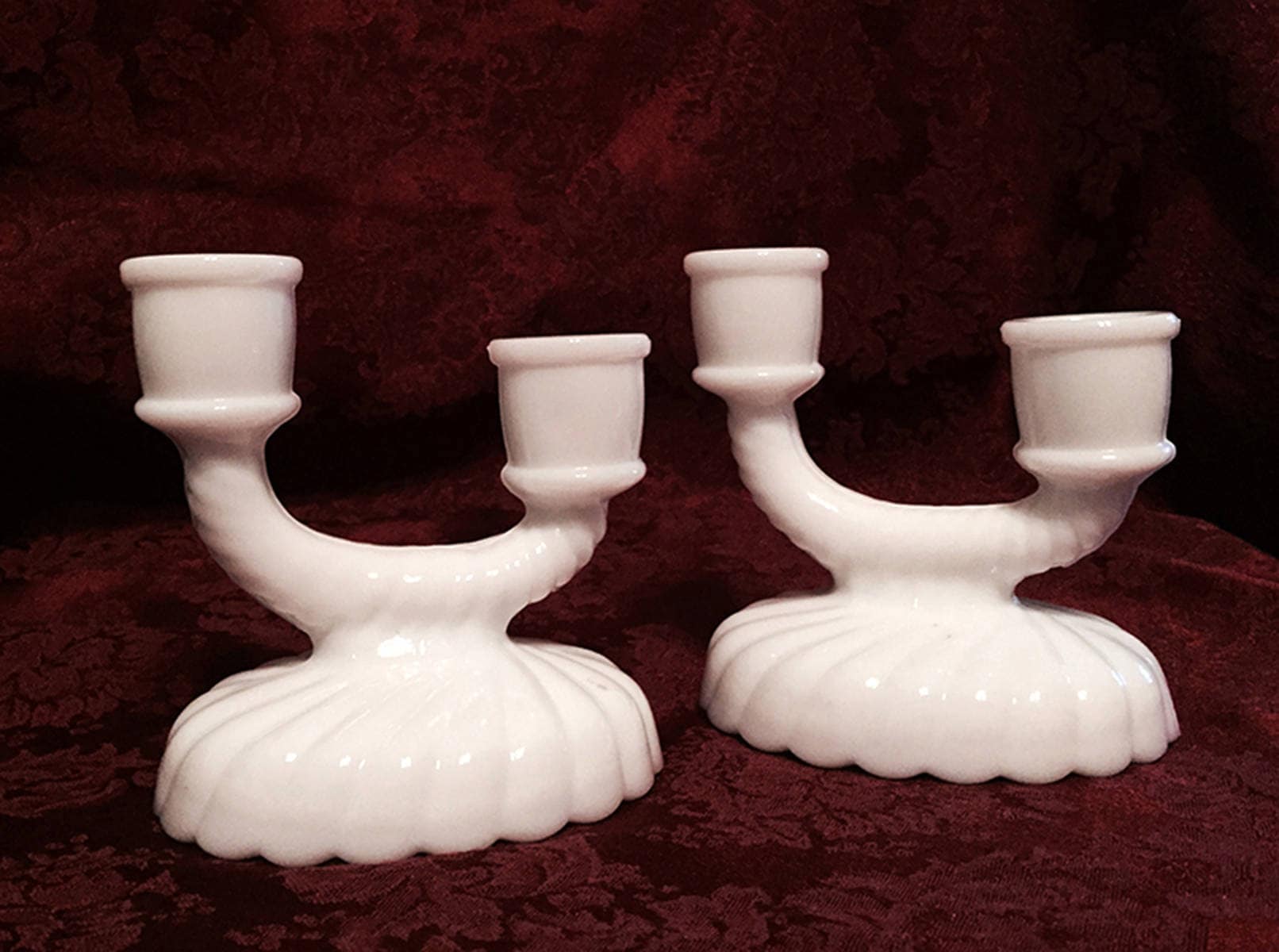 Antique Imperial Milk Glass Candle holders Etsy.de