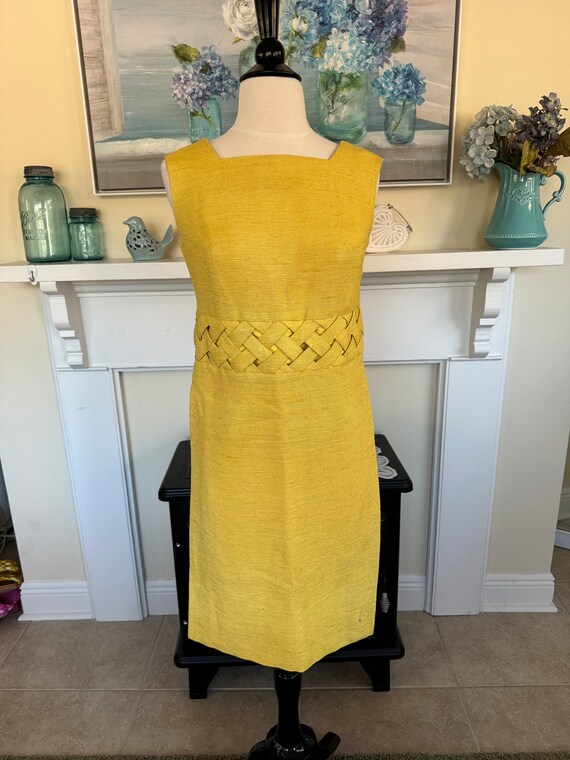 Mod Go Go 60's Yellow Sleeveless Shift Dress Home… - image 2