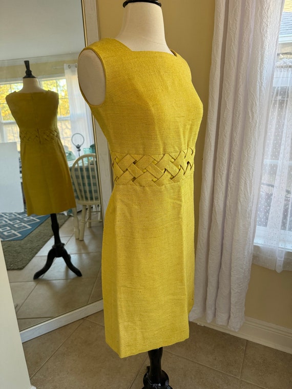 Mod Go Go 60's Yellow Sleeveless Shift Dress Home… - image 1