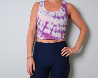 Tie-Dye M Crop Top, Yoga Tie Dye Crop Top, Razor Back Crop Top, Medium