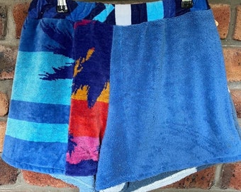 Handmade Shorts Made from Patched Vintage Beach Towels Size Small