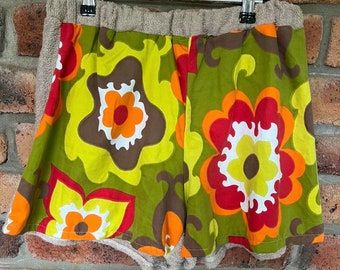 Handmade Towel Shorts Made From Vintage Teatowel and Upcycled Towel Medium