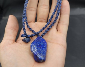 Natural Lapis Lazuli Stone Very Good Quality Pendant With Wax Wair Rope