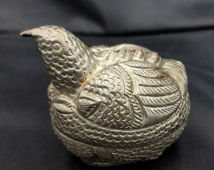 Vintage Old Silver Handmade Chicken Unique Box