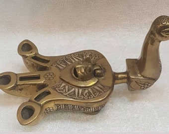 Islamic Antique 1700 s Old Bronze Carved With Silver Soild Unique Bird Lamp
