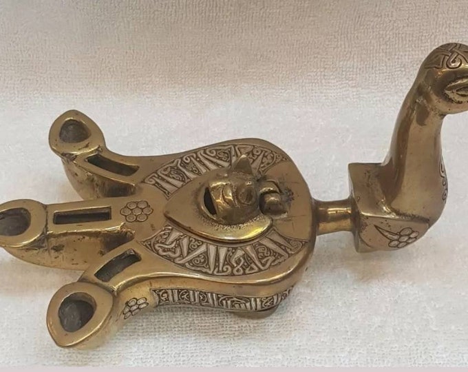 Islamic Antique 1700 s Old Bronze Carved With Silver Soild Unique Bird Lamp