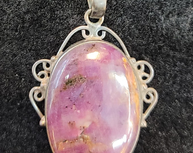 Beautiful Vintage Silver Near Eastern Natural Ruby Stone Pendant Afghanistan