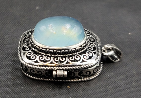 Sterling Vintage Silver Handmade Box Pendant With… - image 5
