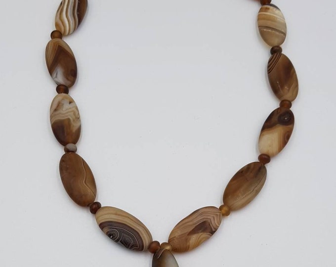 Unique Color Ancient Agate Banded Sulimani Stone Beads Beautiful Necklace