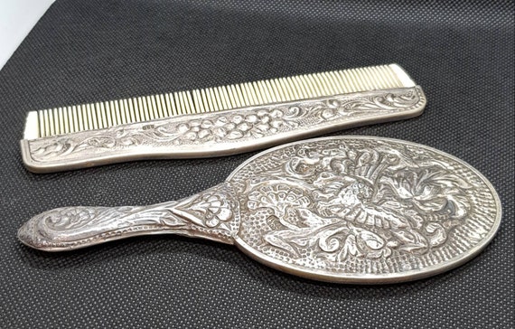 Antique Afghanistan Sterling Silver Mirror and Comb Set - Etsy