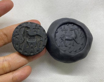 Very Old Ancient Black Stone Seal Stamp Deer Intaglio Afghanistan