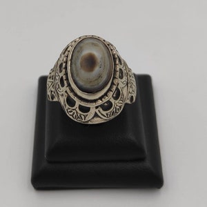 Unique Ancient Agate Stone Evil Eyes Powerful Protection Old Silver Rare Ring