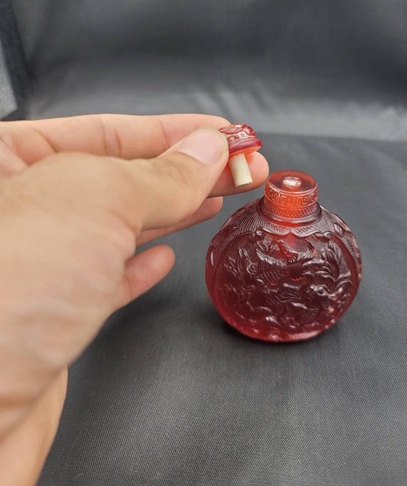 ANCIENT Red Stone Unique Perfume Bottle With Full History Carved