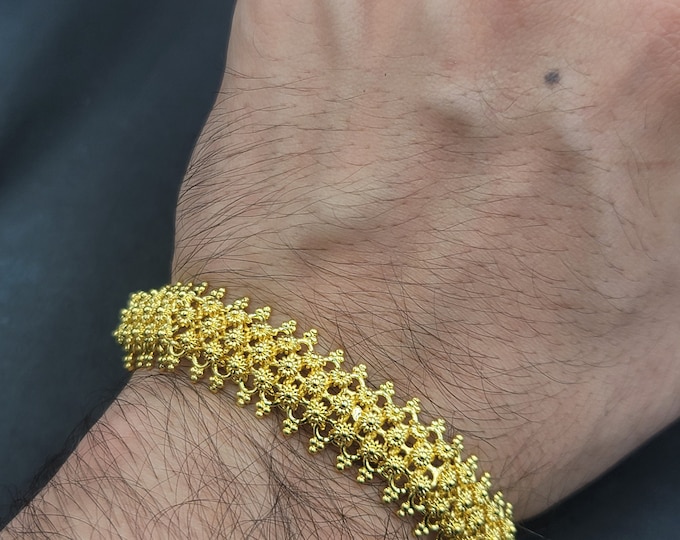 20k Gold Over Silver Vintage Bangle Handmade Authentic Bracelet