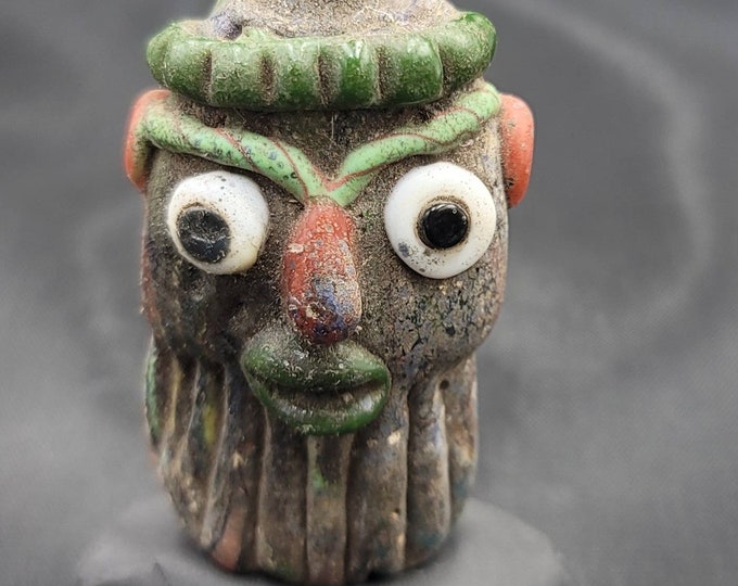 Cicra 3rd Century Ancient Mosaic Glass Gabree Roman Face Pendant