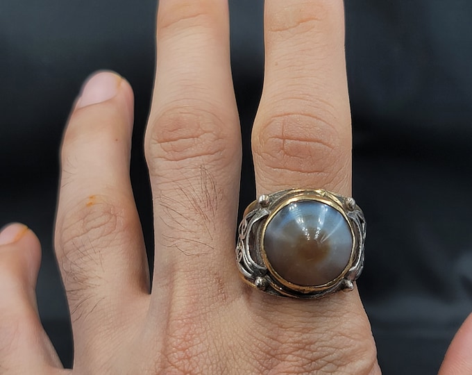1 Ancient Oldest Agate Stone Evil Eyes Powerful Protection Silver Brass Ring