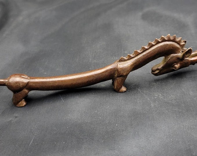 Wonderful Unique Rare Bronze Antique Greek Goat With Long Horn Antique Deco Art