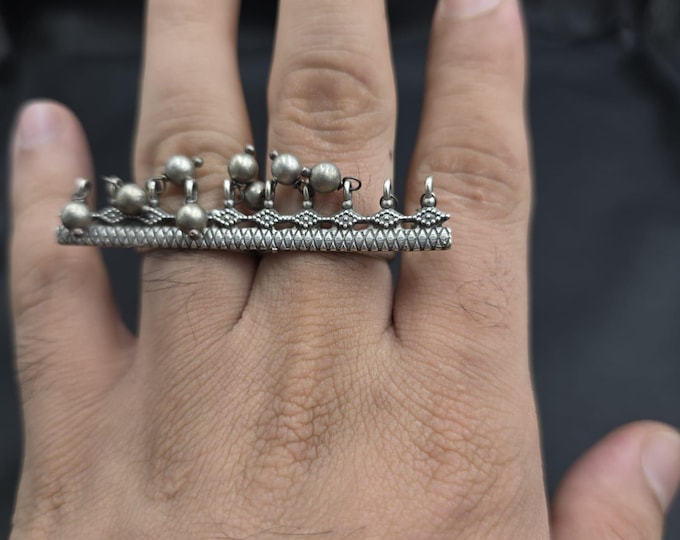 Amizing Vintage Silver Unique Handmade Authentic Silver Ring With Dobble Ring Adjustable Size