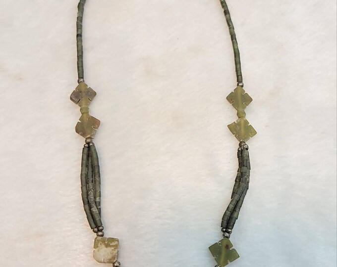 Beautiful Vintage Afghanistan Natural Jade Stone Beads Necklace