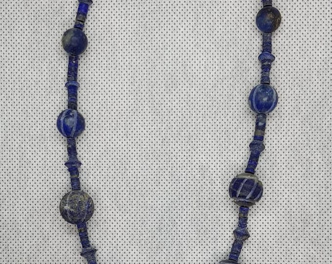 MASSIVE! Ancient Egyptian Beads Afghanistan Lapis lazuli Stone Strand Necklace