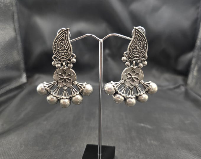 Antique Old Silver Earrings Kuchi Design Handmade