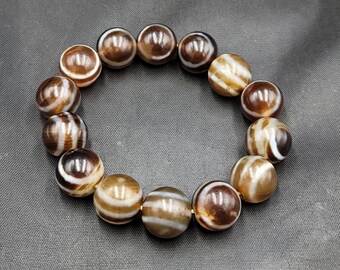 Bracelet Himalayan Tibetan Dzi Luk Mik Magic Eye Natural Agate Stone Beads Baraclet