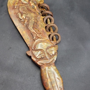 Ancient Museum Quality Brown Jade Stone Unique Tibeten Chinese Sword Knife Hand Carved