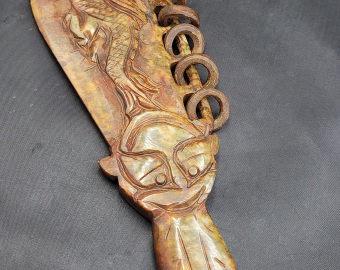 Ancient Museum Quality Brown Jade Stone Unique Tibeten Chinese Sword Knife Hand Carved