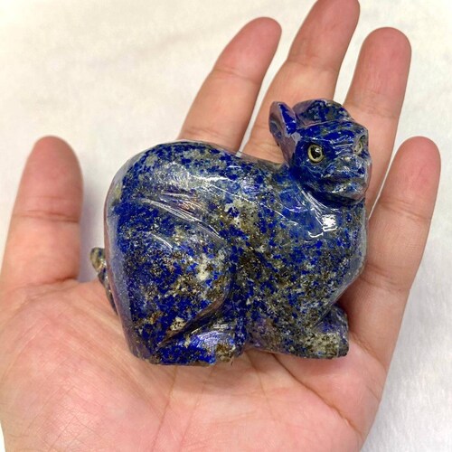 Wonderful Afghanistan Handicraft Vintage shops Natural Lapis Lazuli Stone Cat Statue