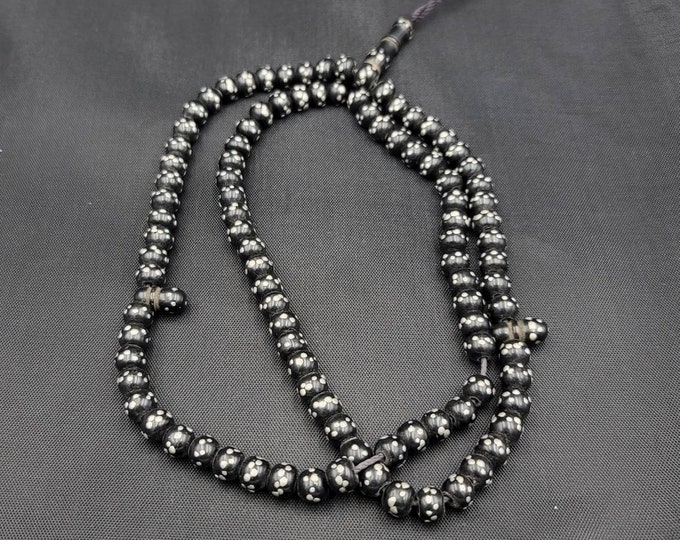 Antique Yemani Black Coral With Silver 99 Beads Prayers Misbah Tasbi Mala
