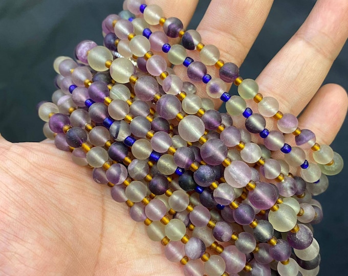 Natural Fluorite Ancient Beads Necklace Strand Afghanistan