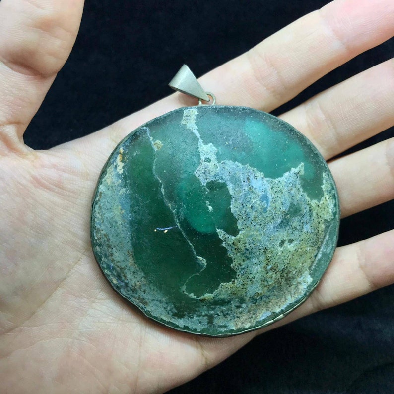 Wonderful Ancient Roman Glass Cicra 3rd Century Pendant With Super Patina