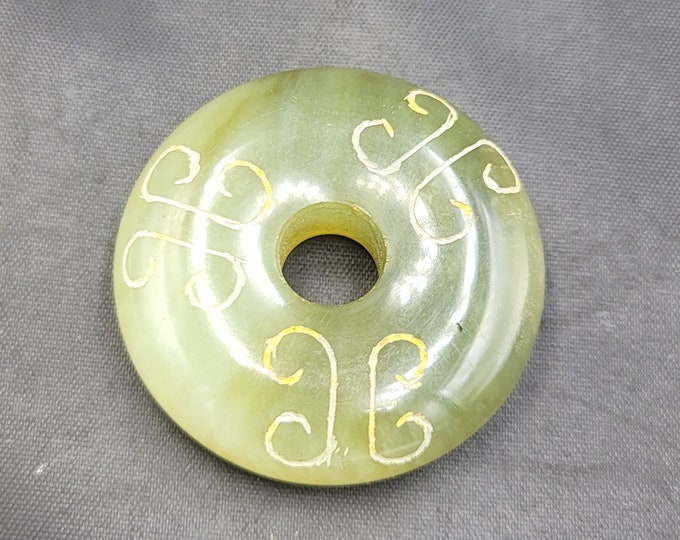 Ancient Old Jade Carved Stone Intaglio Amulet Big Beads Pendant