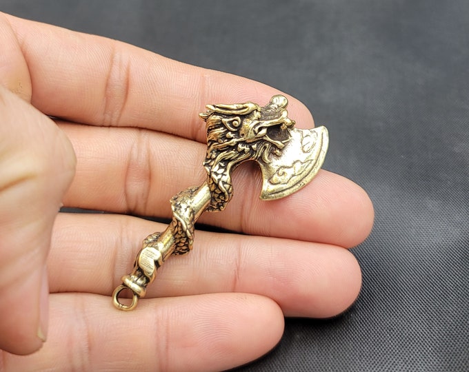 Tibeten Antique Drogon Axe Old Brass Antique Pendant Amulet Pendant