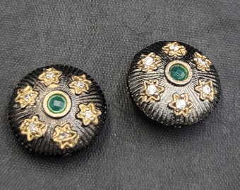 Silver Gold Gulding Beads Oxidising Silver With Natural Emerald Gemstone