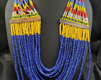 Ancient Naga-Land Glass Bead Necklace: Authentic African Design