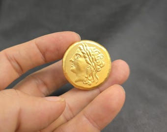 Ancient Gold Over Silver Greek Empire Authentic Rare Unique Coin