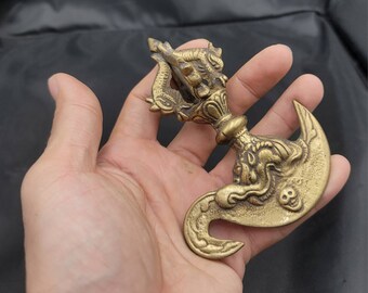 Very Unique Tibeten Bronze Antique Drogon Head Lucky Dorje