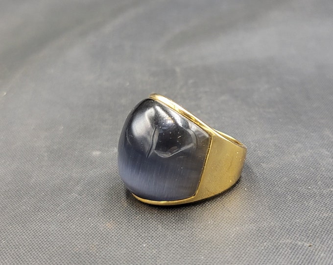 20k Gold Over Silver Ring Vintage Ring With High Quality Natural Labradorite Stone