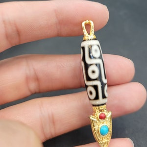 Ancient Old Dzi Beads Unique 9 Motifs Eyes Rare Very Old Bead Amulet Pendant