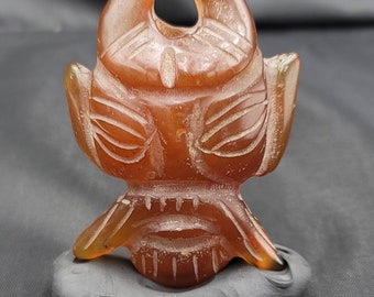 Ancient Old Agate Stone Himalayan Worship Figure Face Stute