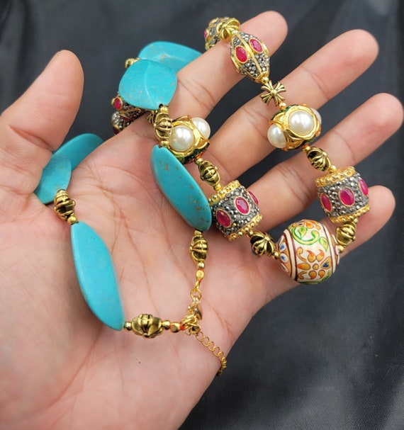 Gorgeous Mughal Design Natural Ruby and Turquoise… - image 4
