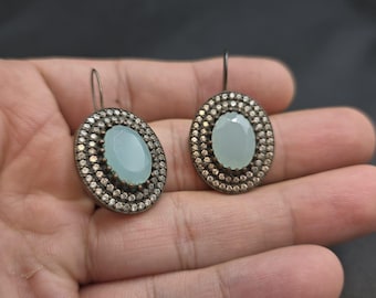 Beautiful Vintage Soild Silver Victoria Design With Natural Aquamarine Gemstone