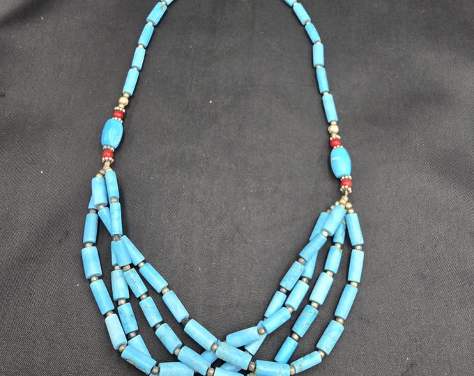 Beautiful Vintage Natural Turquoise Gemstone Native American Natural Turquoise Stone Necklace