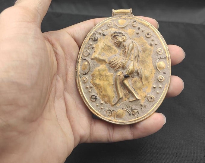 3 Century BC Roman Greek Gold Over Silver Unique Antique Huge Pendant